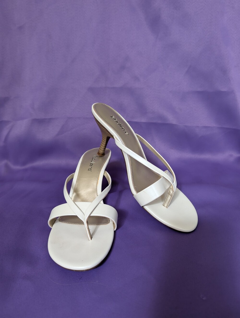 White Women's Strappy Heel Sandals- Fabulaire- Size 10